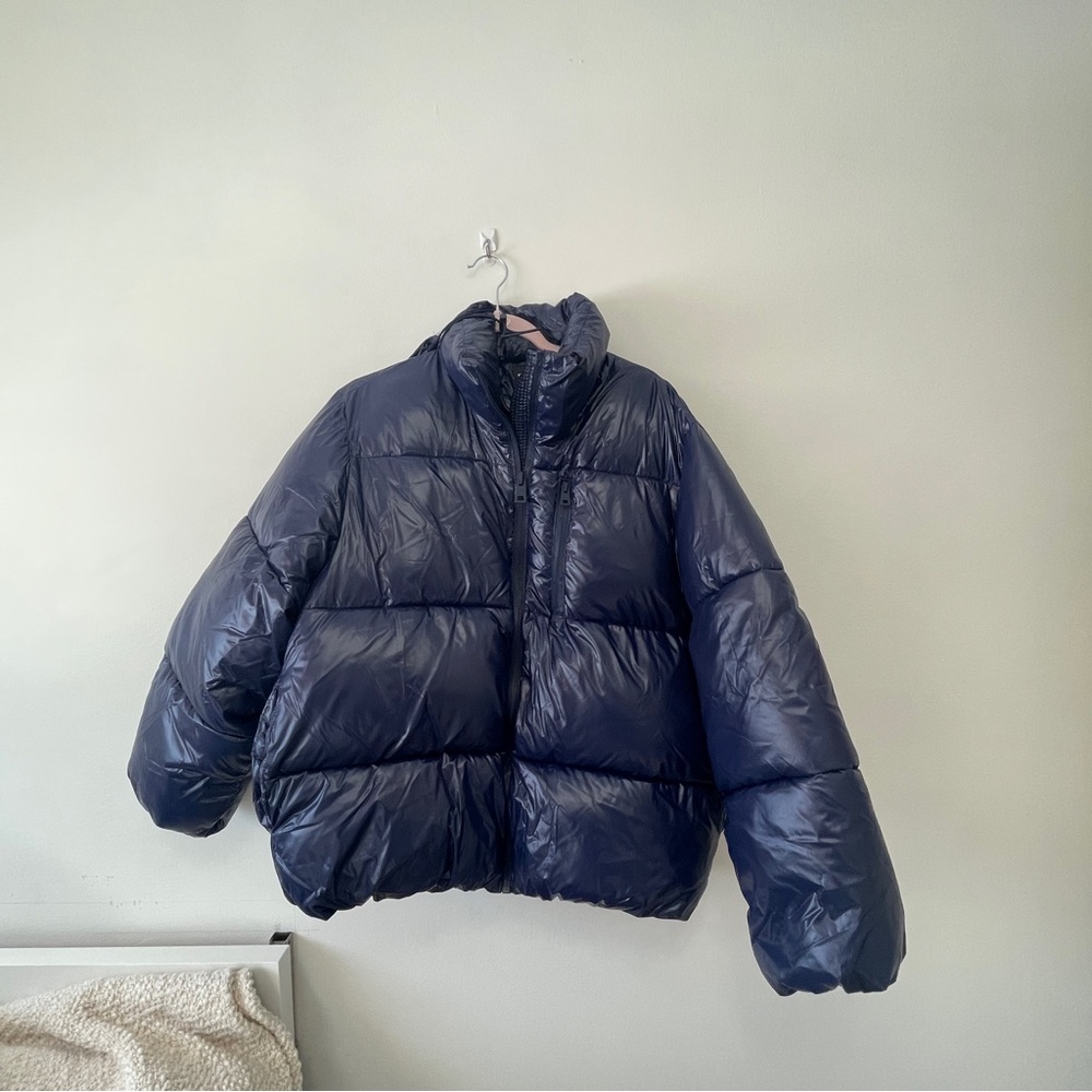 Zara Boy shiny navy blue puffer jacket sz 13-14